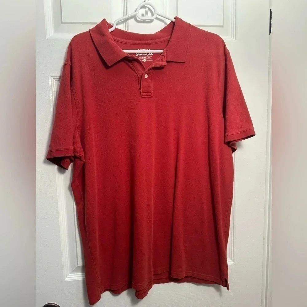 Red pique knot polo
